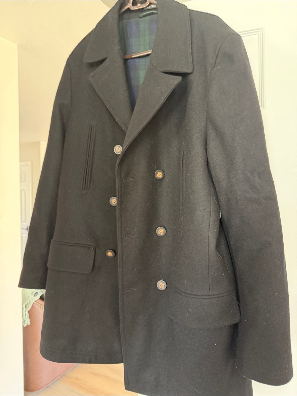 Ralph Lauren Men's Black Double-Breasted Wool Peacoat